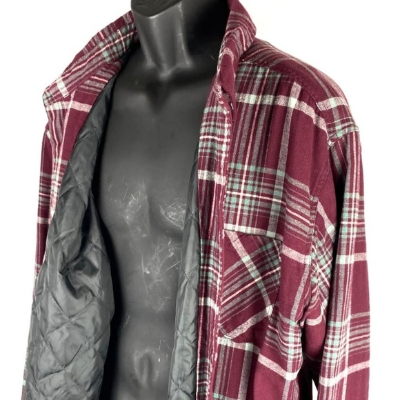 MEN'S QUICKSILVER BURGUNDY AND GREEN PLAID JACKET 2x - Picture 3 of 4